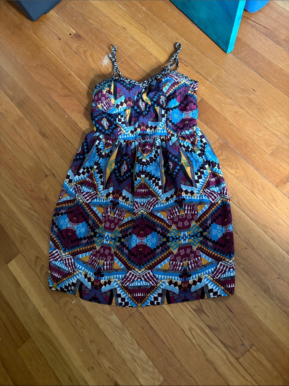 Xhilaration Aztec Print Spaghetti Strap Dress in Teal, Burgundy, Yellow